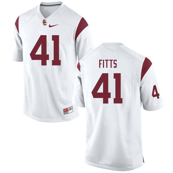Men #41 Thomas Fitts USC Trojans College Football Jerseys Sale-White